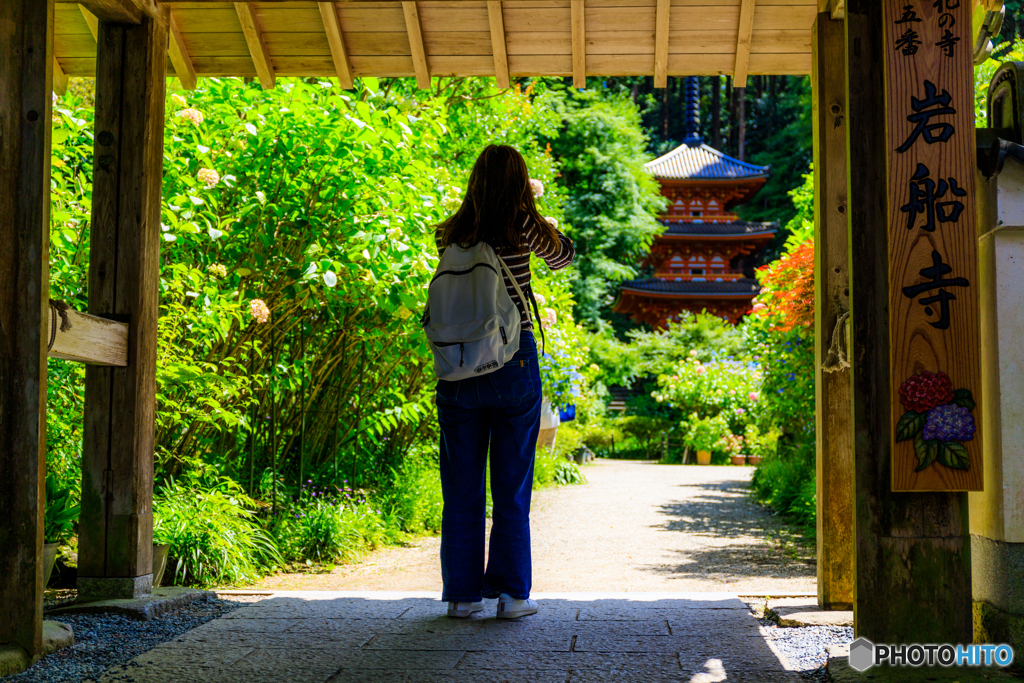 岩船寺のカメラ女子
