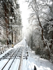雪のケーブルカー