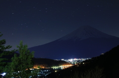 河口湖と富士夜景1