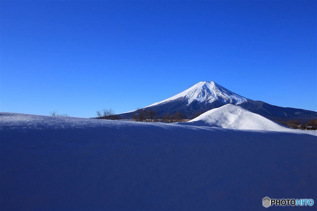 富士の元でも雪積もる