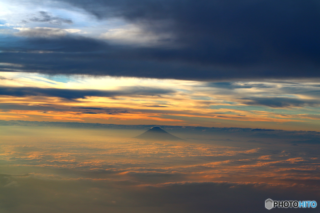 飛行機からの富士山
