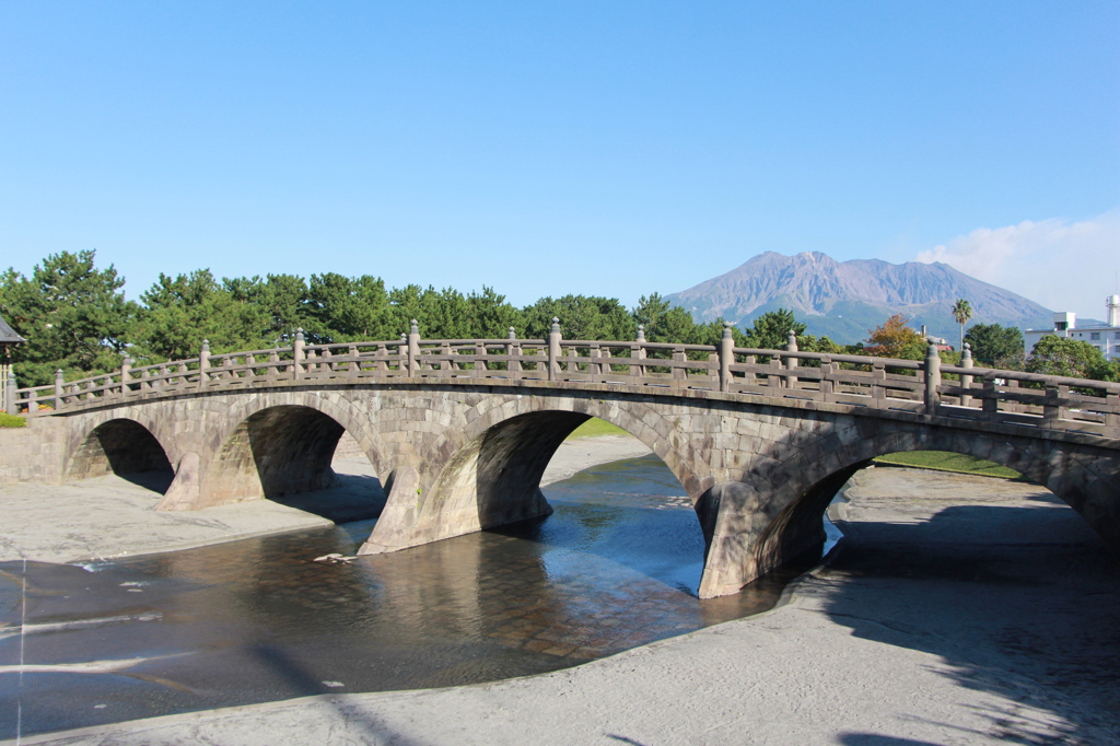 石橋と桜島