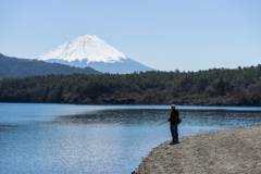 富士山と釣り人