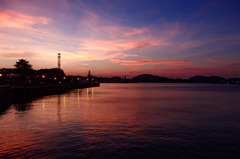 横須賀港の夕焼け