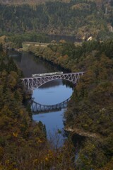 第一只見川橋梁と紅葉