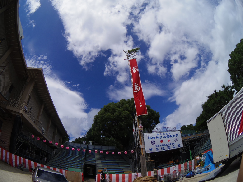 櫛田神社の清道旗(博多祇園山笠 2016 追山ならし)