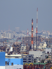 東扇島 煙突作業中