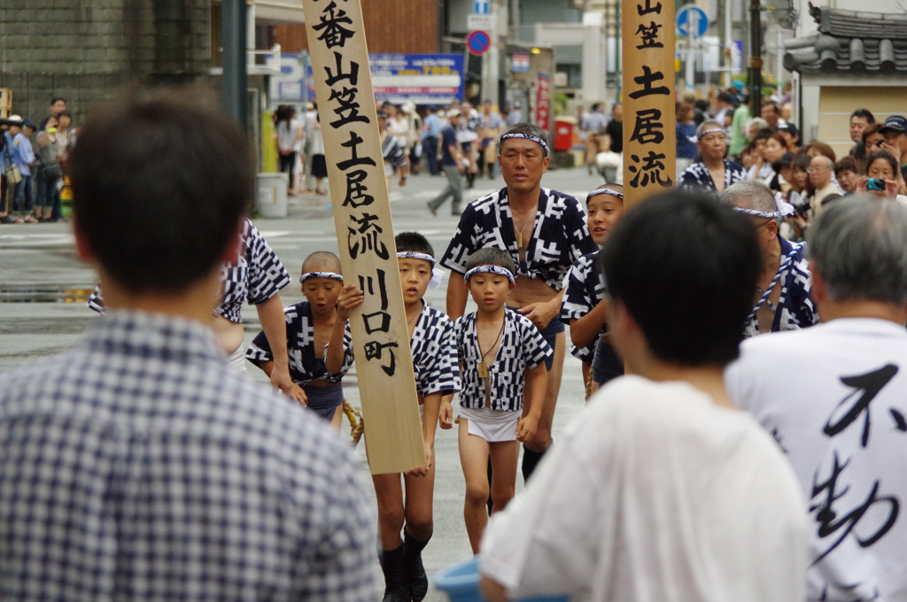 六番山笠土居流の招き板(博多祇園山笠 2016 追山ならし)