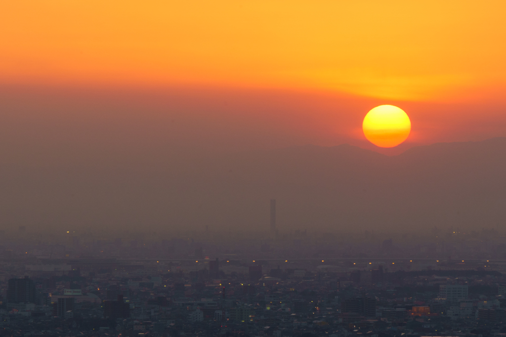 真ん丸夕日