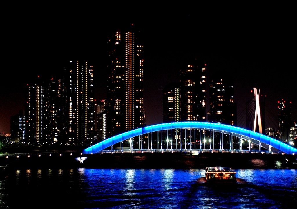 8年前の永代橋・佃島高層ビル群（夜景）