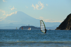 海と江ノ島と富士山と