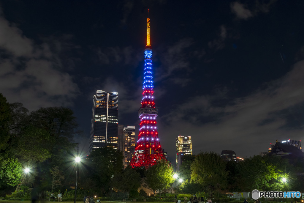 東京タワー　星条旗カラー