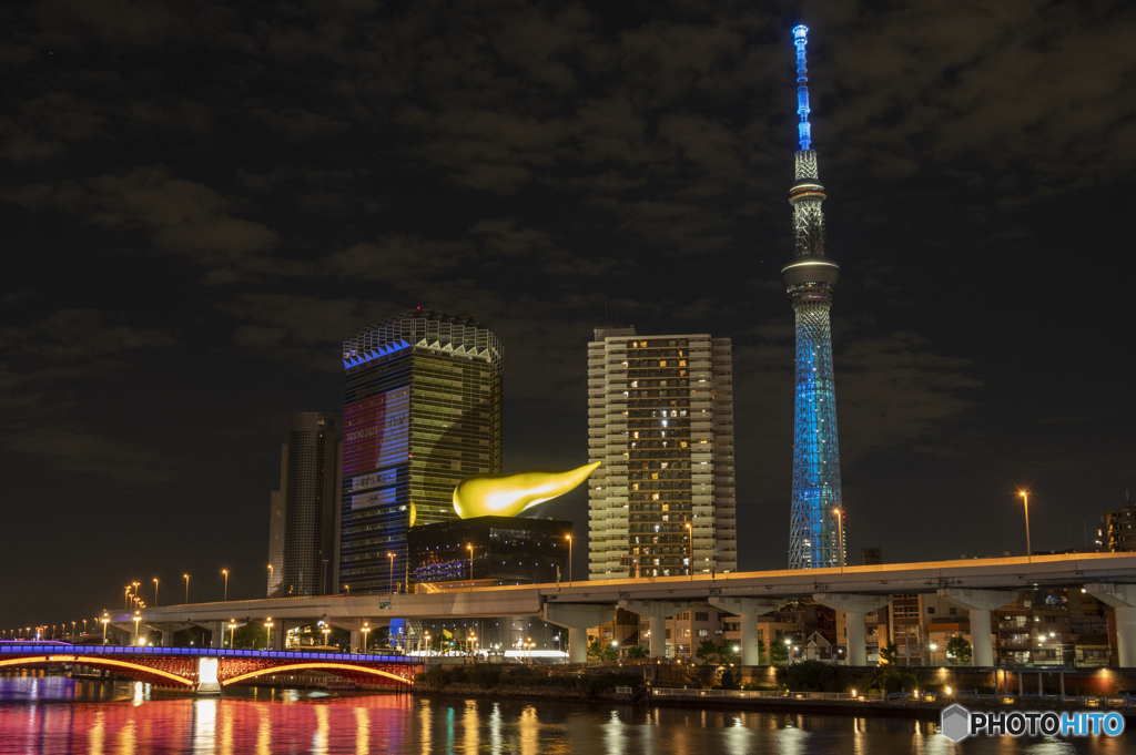 スカイツリーSDGs １７色ライトアップ