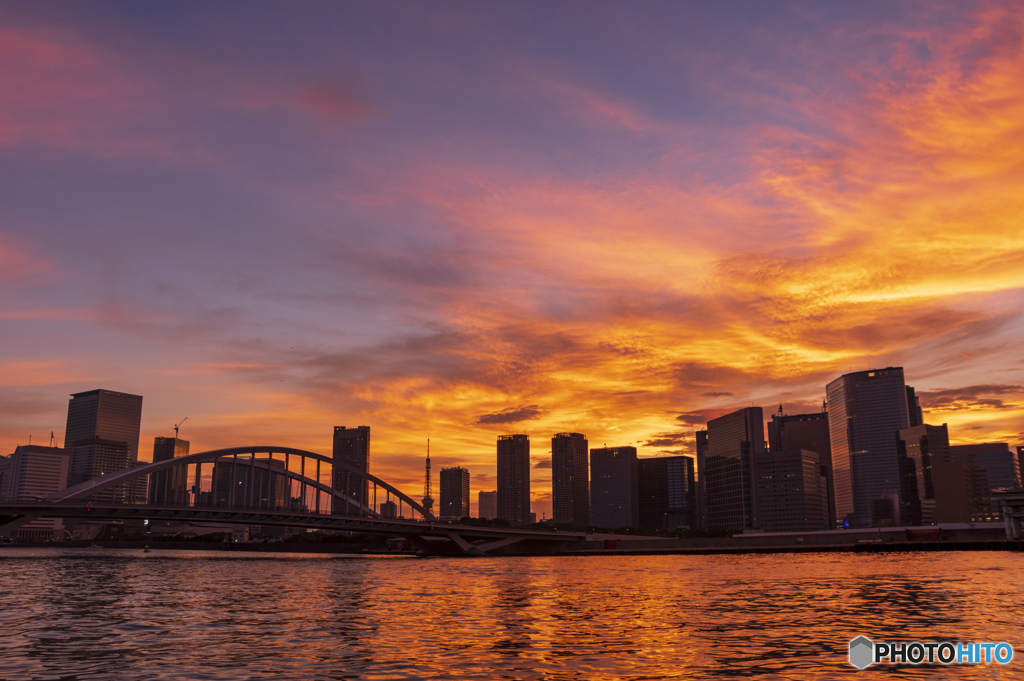 夕焼け空と東京タワー