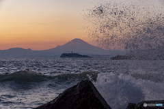 波間から富士山