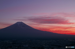 夕焼けと富士山