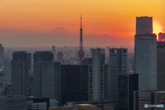 東京タワーと富士山2