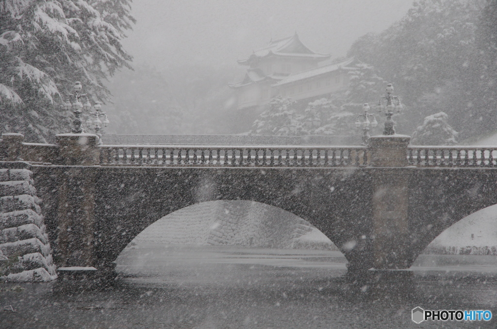 二重橋　雪景色