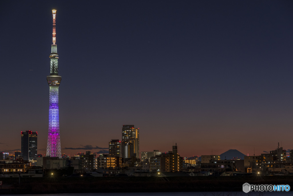スカイツリーと富士山
