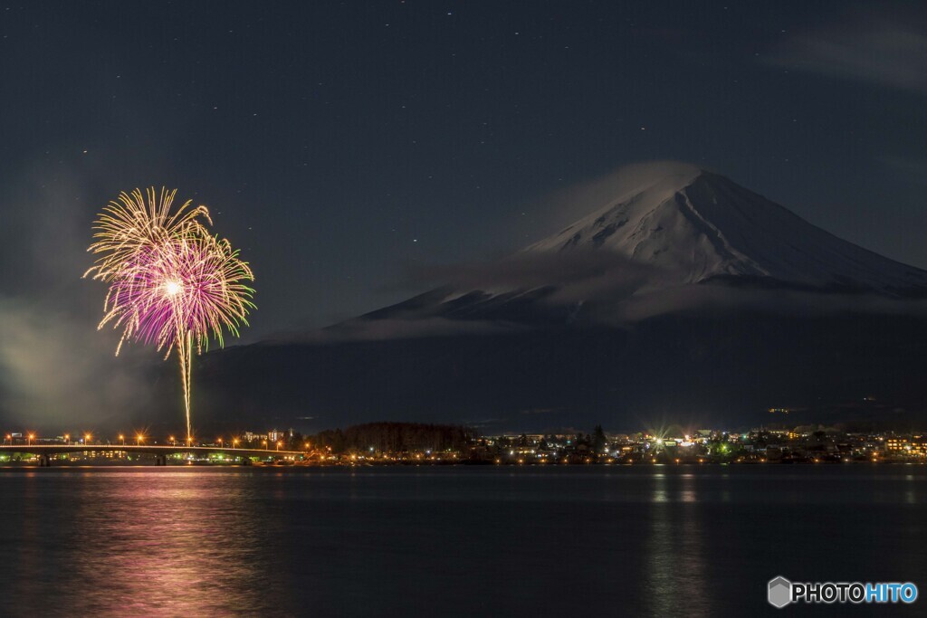 河口湖冬花火５