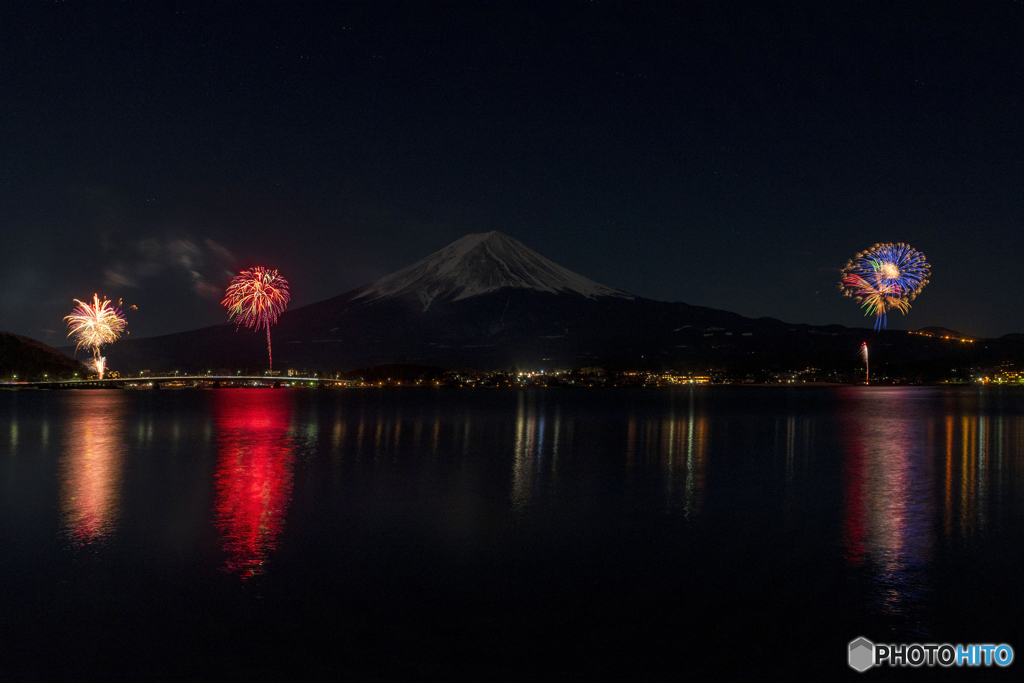 河口湖冬花火