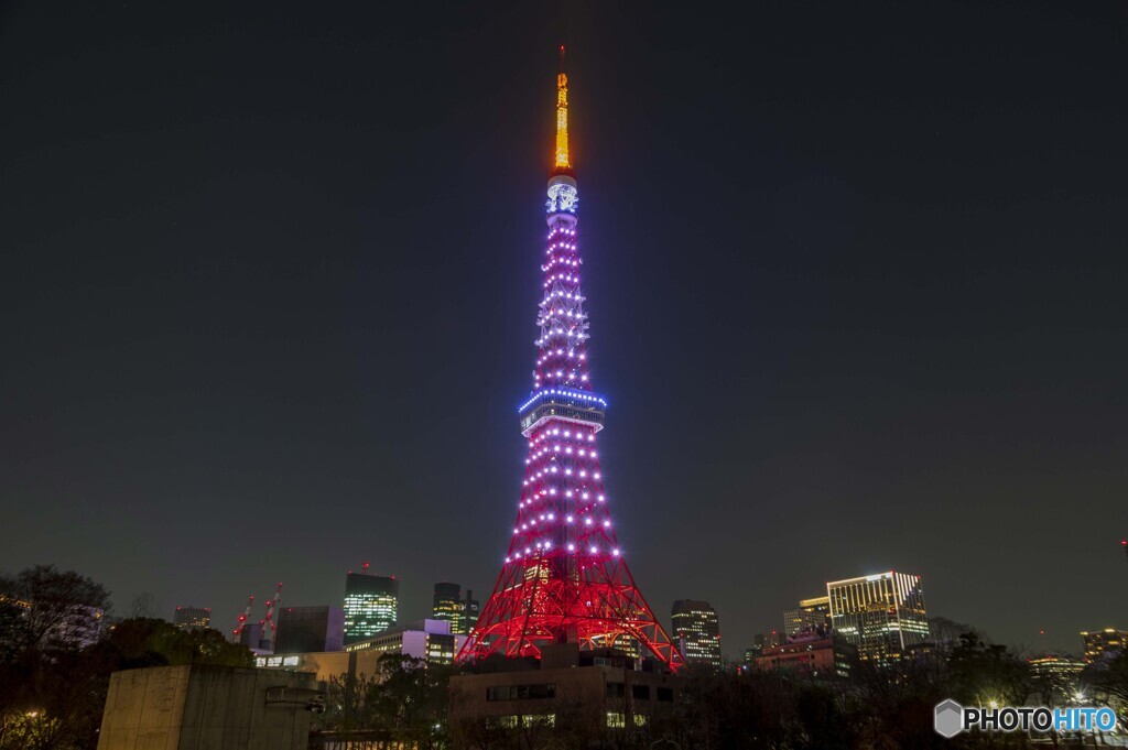 東日本大震災10年、東京タワー復興応援ライトアップ
