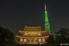 グリーンライトアップと増上寺