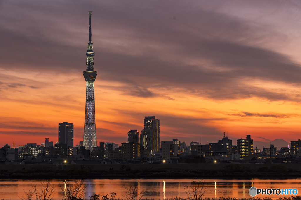 荒川土手の夕景２