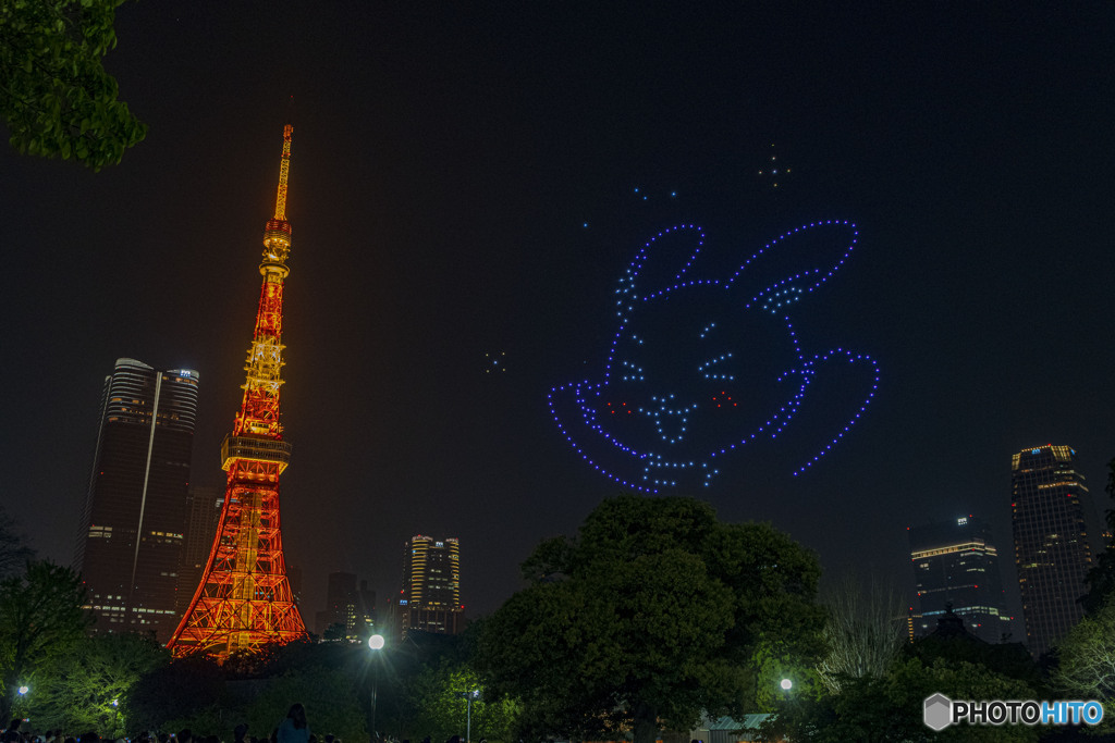 ドローンショー＆東京タワー