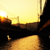 夕暮れの瀬田川鉄橋