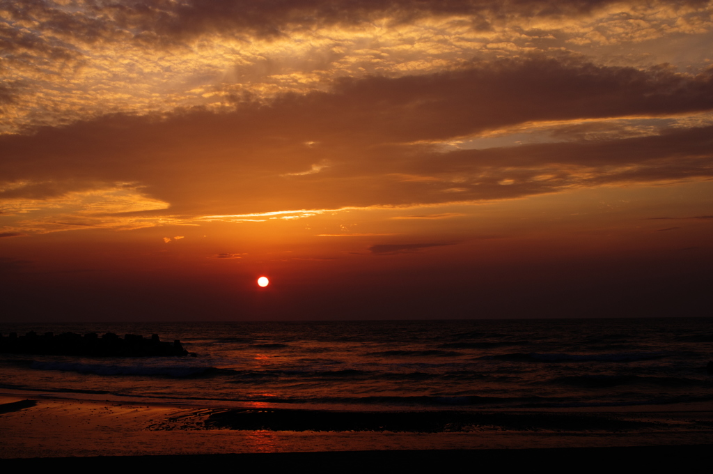 石川松任の夕焼け