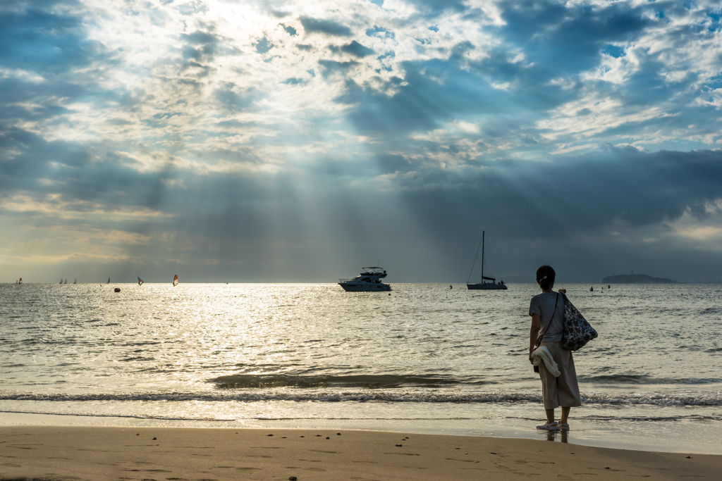 森戸海岸の天使の梯子