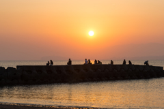 森戸海岸　夕景