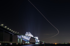 ゲートブリッジ＆飛行機の光跡