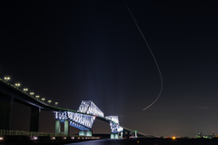 ゲートブリッジ＆飛行機の光跡