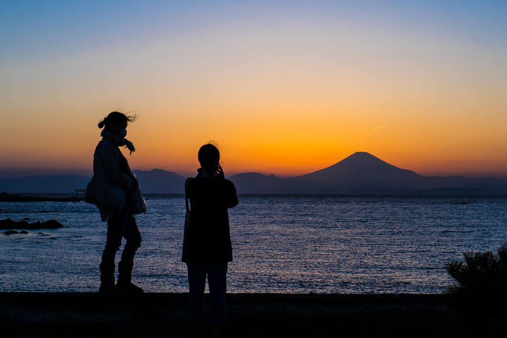 夕暮れの富士にしみじみ