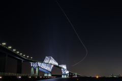ゲートブリッジ＆飛行機の光跡