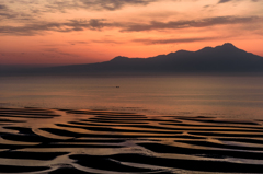 御輿来海岸　おこしき海岸の日没