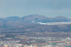 函館上空通過中