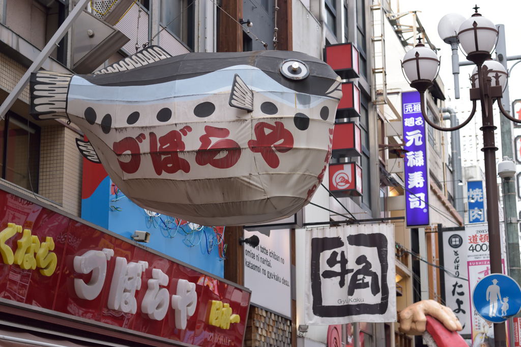 競い合う看板