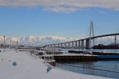 雪の新湊大橋