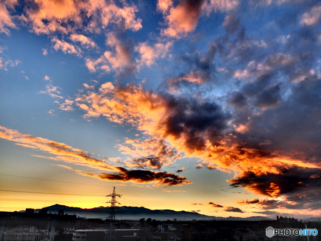 11/15　町田の夕空1。
