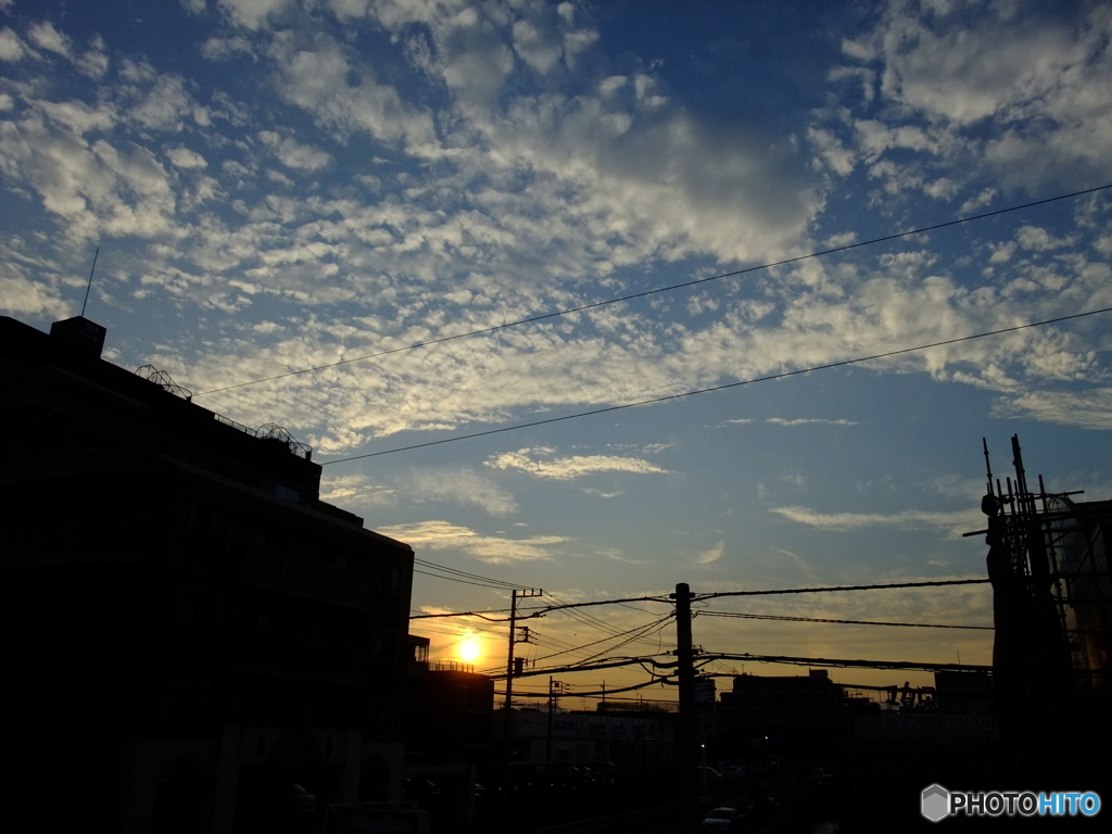 9/13　相模原の夕陽1。