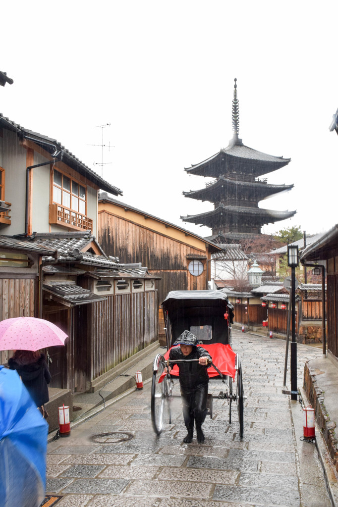 雨の京都にて