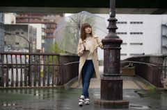 On a footbridge