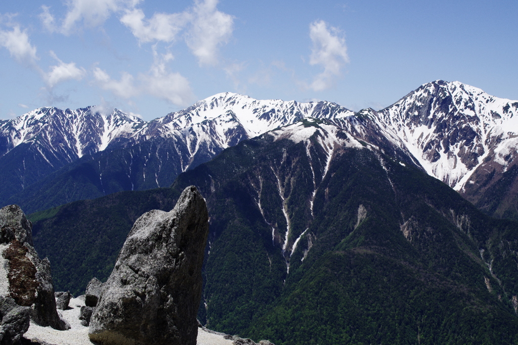 残雪の白峰三山