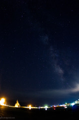 漁港と星空