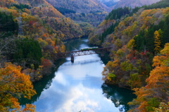 秋の只見線　第３橋梁