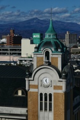 安達太良山と郡山市公会堂