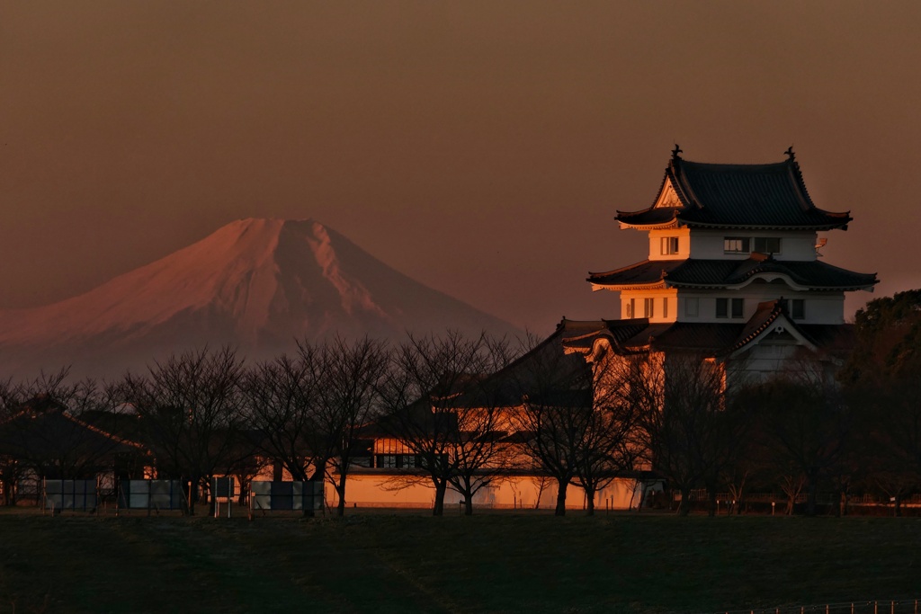 城と富士山